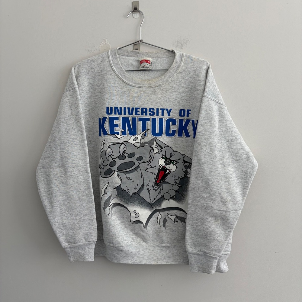 Vintage Nutmeg Mills University of Kentucky Wildcats Sweatshirt XL Grey USA